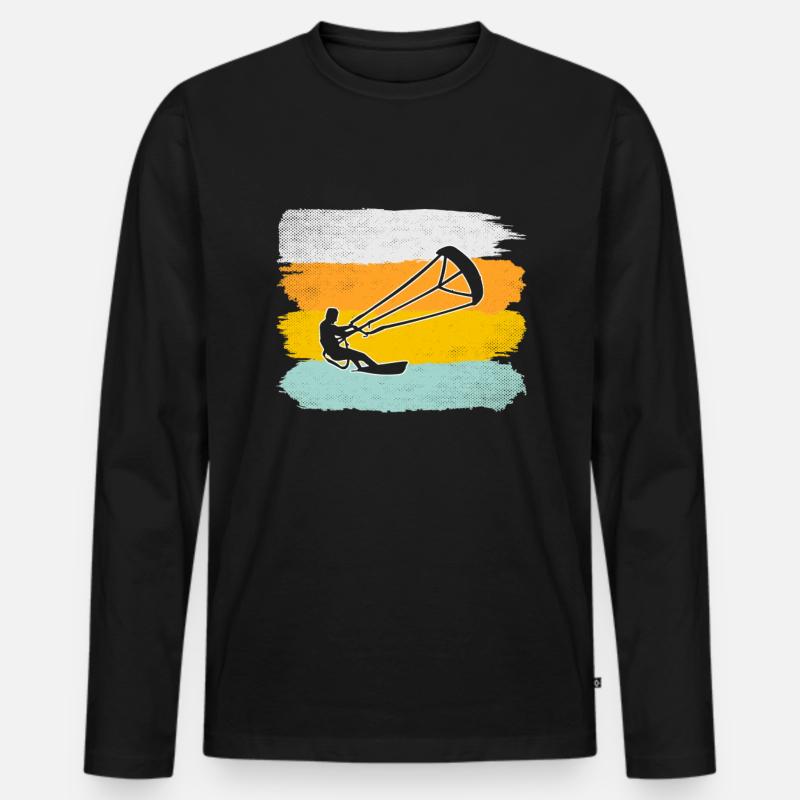 Kite surfen Retro - Männer Premium Bio Langarmshirt - Schwarz