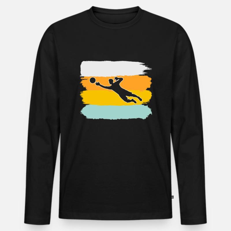 Torwart Retro - Männer Premium Bio Langarmshirt - Schwarz