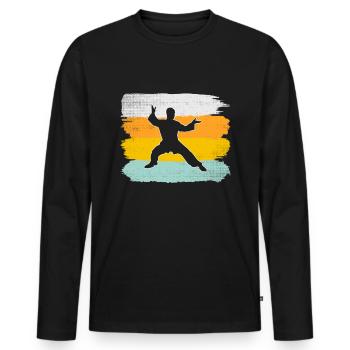 Arts Martiaux Rétro - T-shirt manches longues Premium bio Homme - noir - Devant - Nico (187cm)