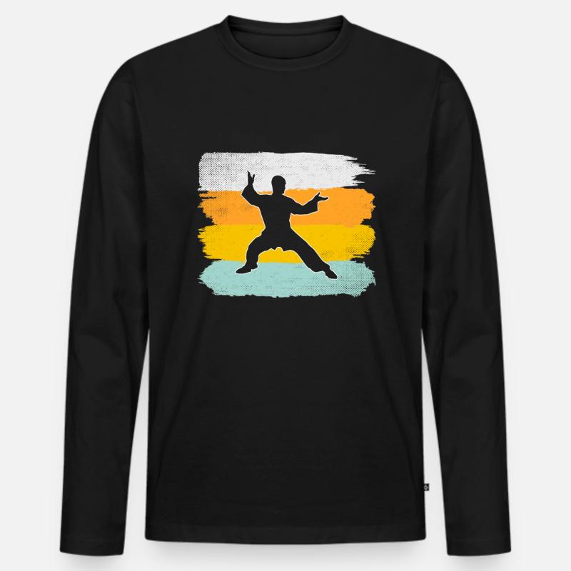 Kampfsport Retro - Männer Premium Bio Langarmshirt - Schwarz
