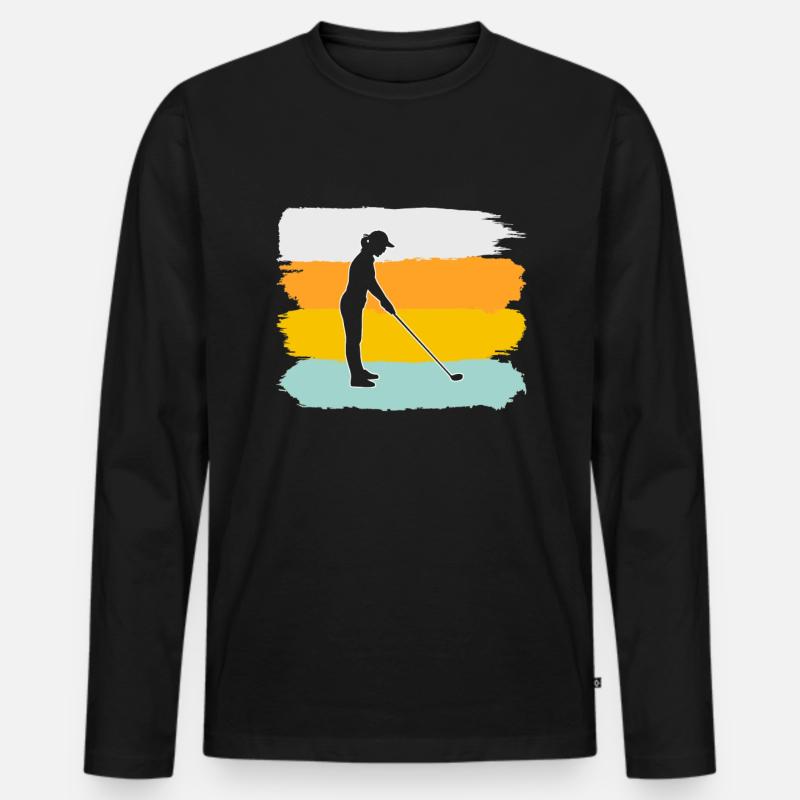 Golf Retro - Männer Premium Bio Langarmshirt - Schwarz