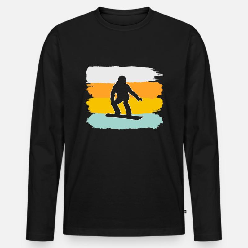 Snowboarden Retro - Männer Premium Bio Langarmshirt - Schwarz