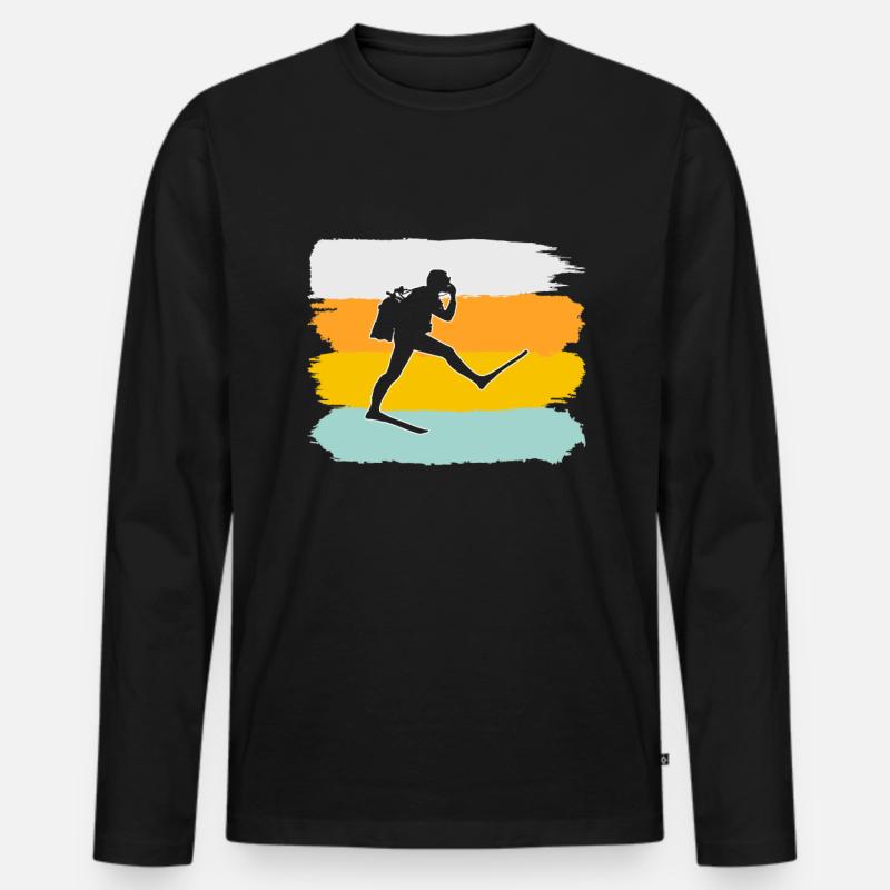Tauchen Retro - Männer Premium Bio Langarmshirt - Schwarz
