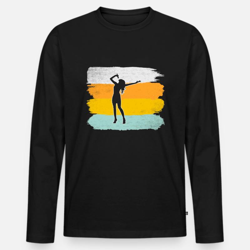 Singen Retro - Männer Premium Bio Langarmshirt - Schwarz