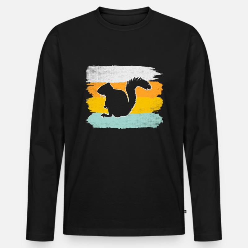 Eichhörnchen Retro - Männer Premium Bio Langarmshirt - Schwarz