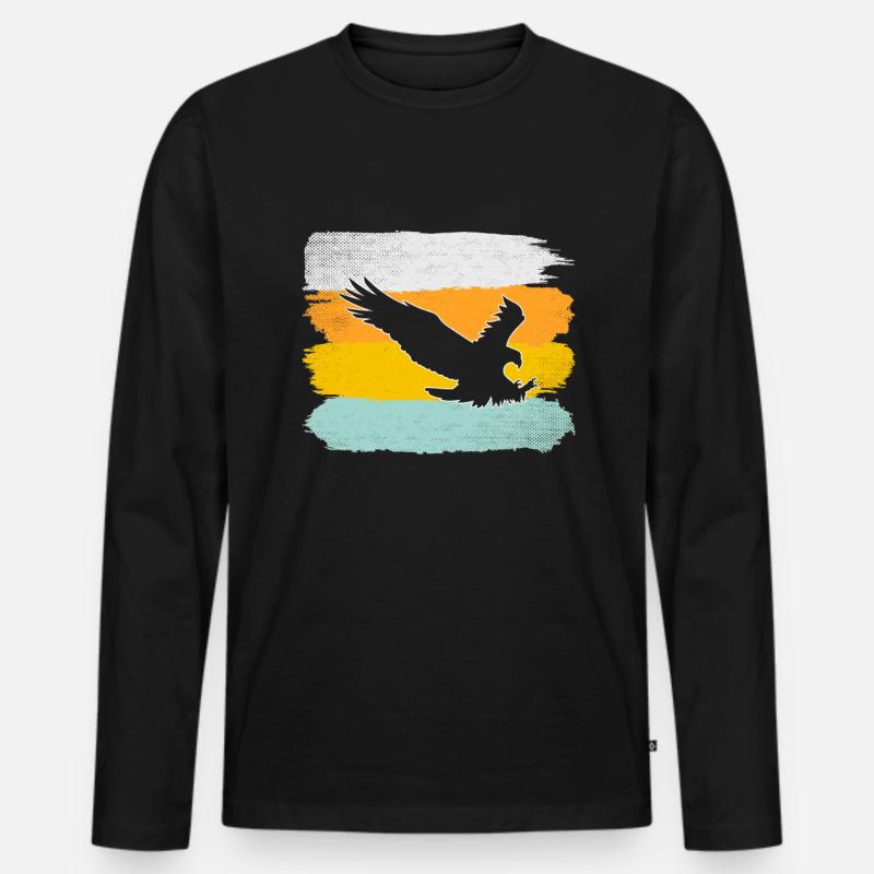 Adler Retro - Männer Premium Bio Langarmshirt - Schwarz