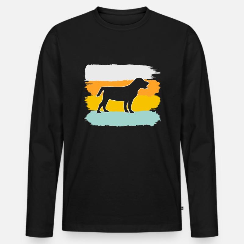 Hund Retro - Männer Premium Bio Langarmshirt - Schwarz