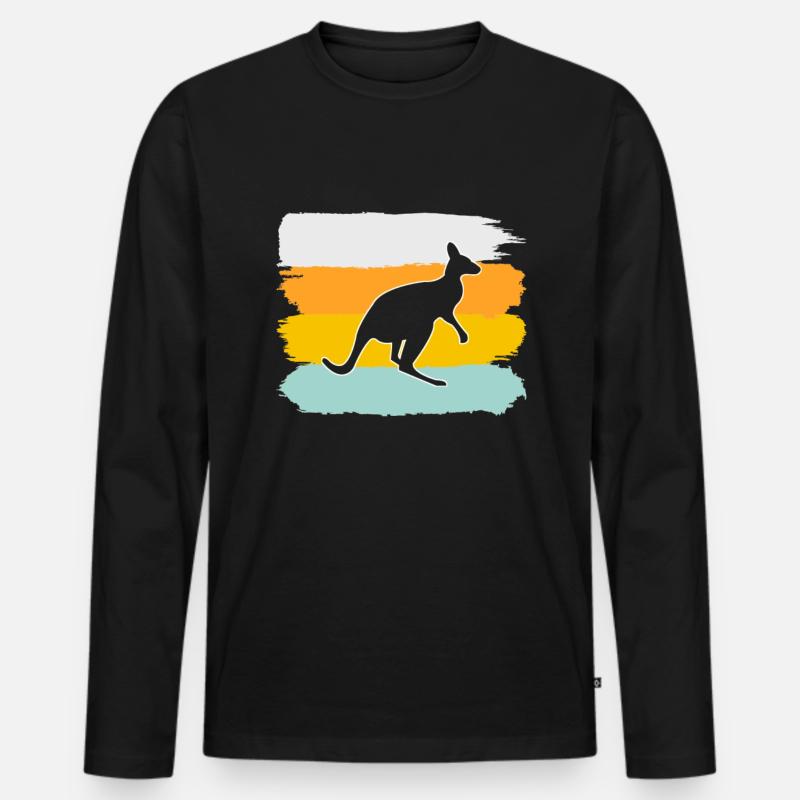 Känguru Retro - Männer Premium Bio Langarmshirt - Schwarz