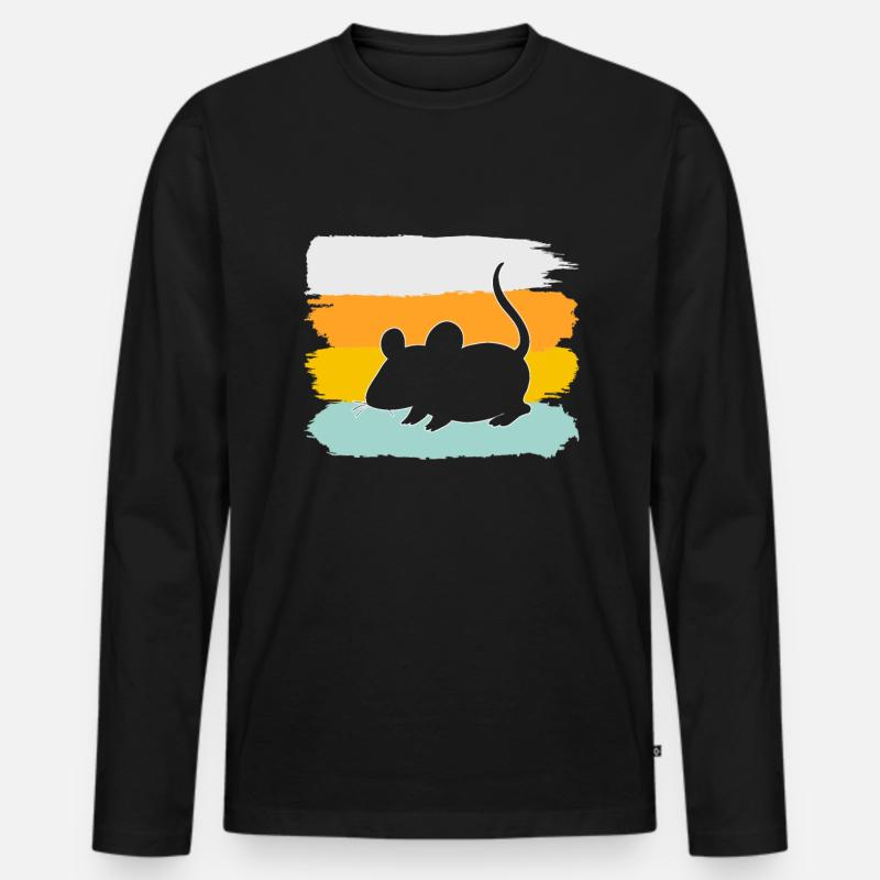 Maus Retro - Männer Premium Bio Langarmshirt - Schwarz