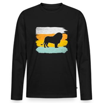 Leo Rétro - T-shirt manches longues Premium bio Homme - noir - Devant - Nico (187cm)