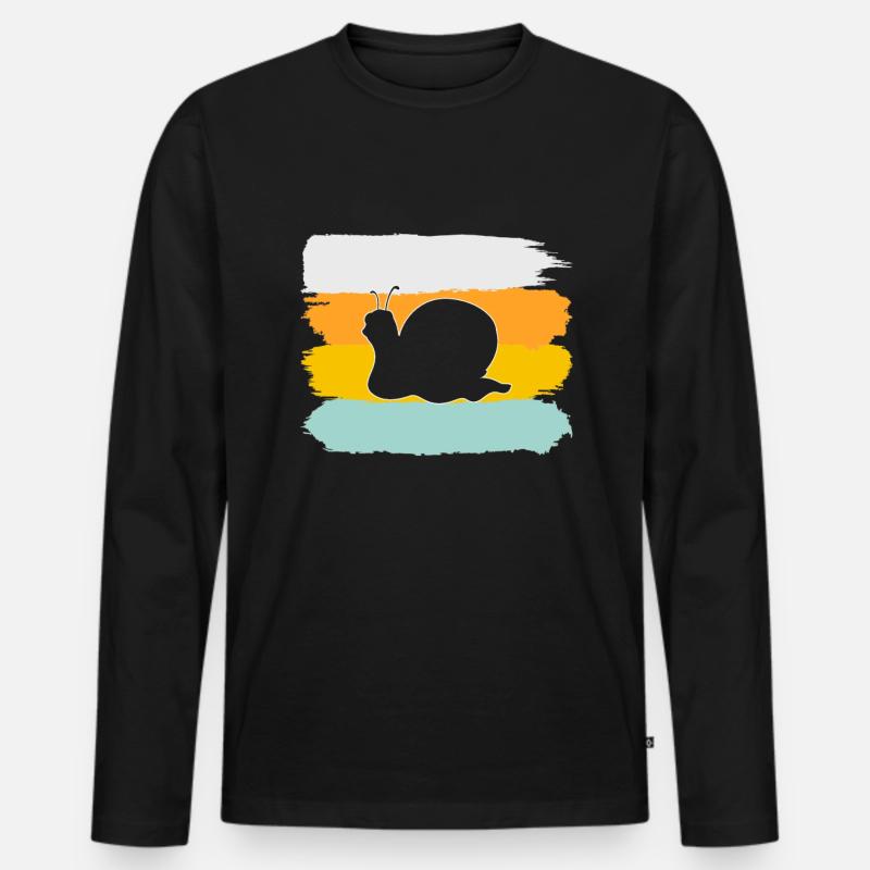 Schnecke Retro - Männer Premium Bio Langarmshirt - Schwarz