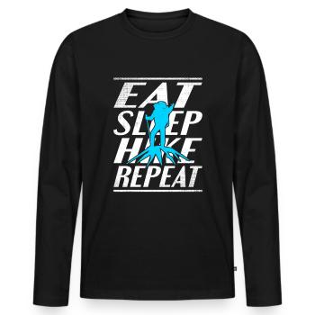 Alimentation Sommeil Randonnée - T-shirt manches longues Premium bio Homme - noir - Devant - Nico (187cm)