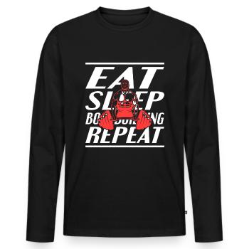 Alimentation Sommeil Musculation - T-shirt manches longues Premium bio Homme - noir - Devant - Nico (187cm)