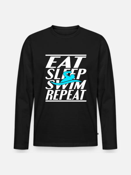 Manger Dormir Natation - T-shirt manches longues Premium bio Homme - noir