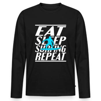 Alimentation Sommeil Surf - T-shirt manches longues Premium bio Homme - noir - Devant - Nico (187cm)