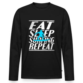 Alimentation Sommeil Surf - T-shirt manches longues Premium bio Homme - noir - Devant - Nico (187cm)