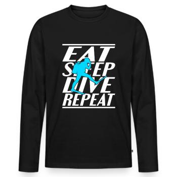 Alimentation Sommeil Plongée - T-shirt manches longues Premium bio Homme - noir - Devant - Nico (187cm)