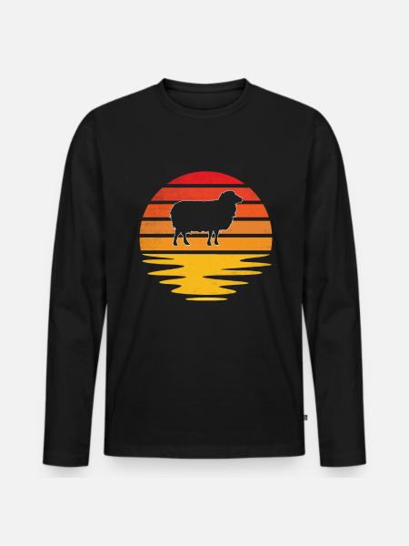 Sheep Retro - Men's Premium Organic Long Sleeve Shirt - black