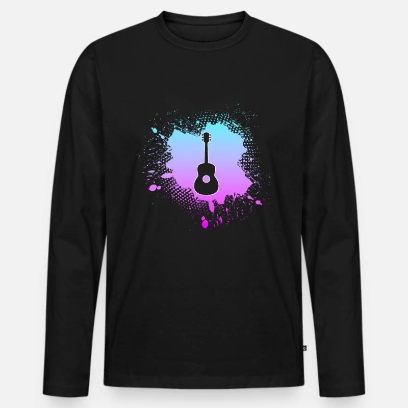 Gitarre - Männer Premium Bio Langarmshirt - Schwarz