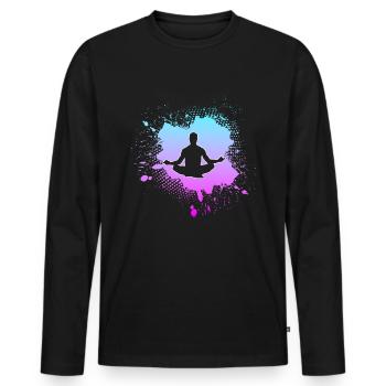 Méditation - T-shirt manches longues Premium bio Homme - noir - Devant - Nico (187cm)