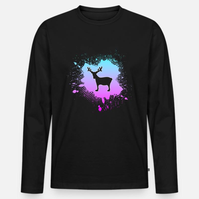 Elch - Männer Premium Bio Langarmshirt - Schwarz
