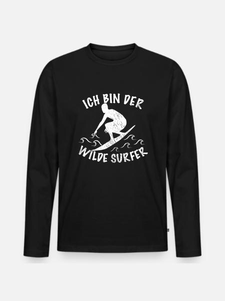 Surfing Quote - Men's Premium Organic Long Sleeve Shirt - black