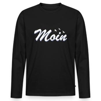 Lune - T-shirt manches longues Premium bio Homme - noir - Devant - Nico (187cm)