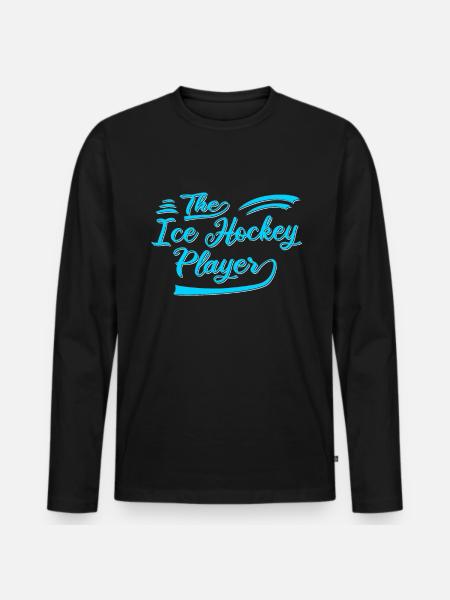 Der Eishockey Spieler - Männer Premium Bio Langarmshirt - Schwarz