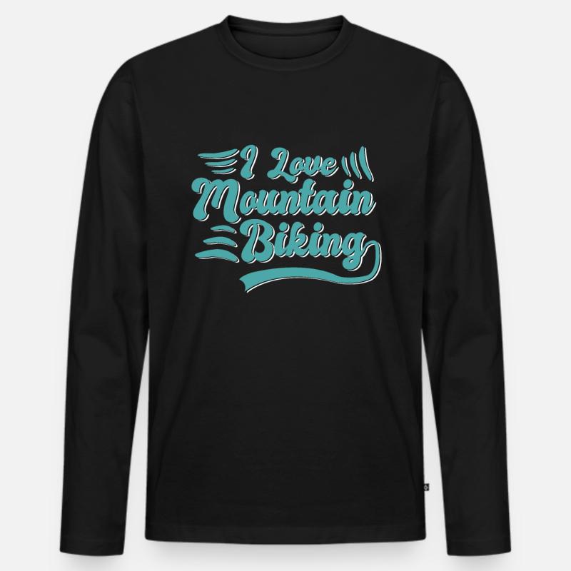 Ich liebe Mountainbiken - Männer Premium Bio Langarmshirt - Schwarz