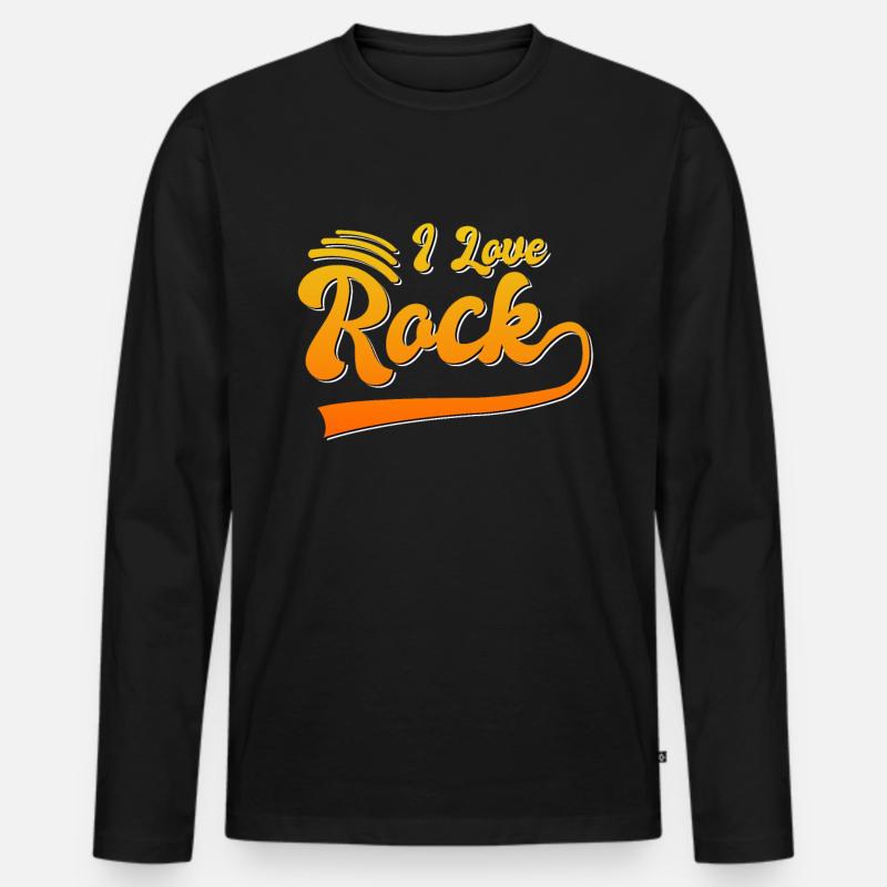 Ich liebe Rock - Männer Premium Bio Langarmshirt - Schwarz