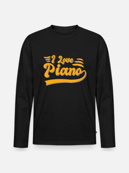 I love piano - Men's Premium Organic Long Sleeve Shirt - black