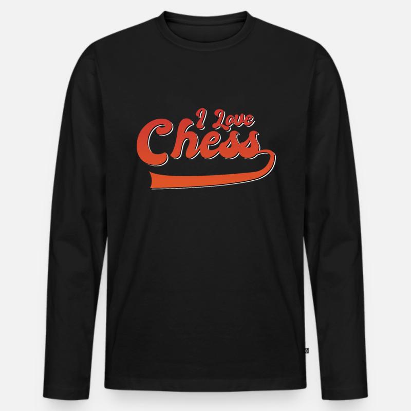 Ich liebe Schach - Männer Premium Bio Langarmshirt - Schwarz