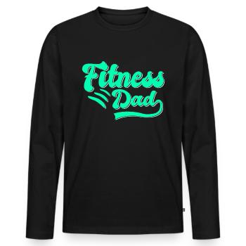 Fitness Papa Cadeau - T-shirt manches longues Premium bio Homme - noir - Devant - Nico (187cm)