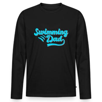 Schwimmen Papa Geschenk - Männer Premium Bio Langarmshirt - Schwarz - Vorne - Nico (187cm)