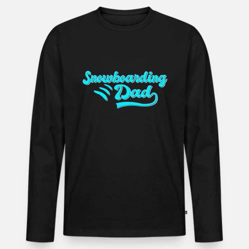 Snowboarding Papa - Männer Premium Bio Langarmshirt - Schwarz