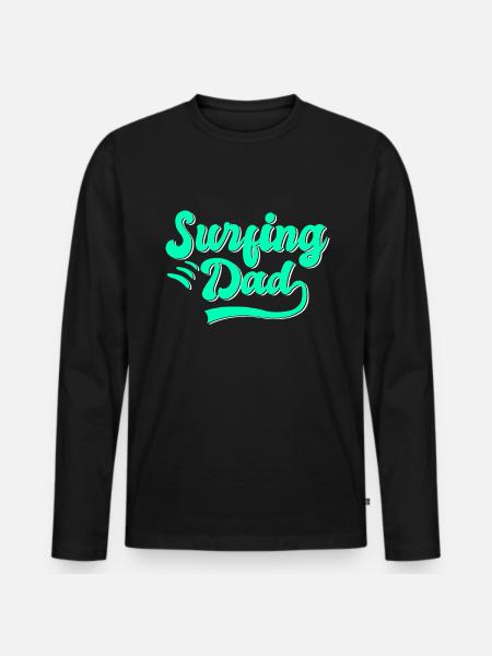 Surfen Papa Geschenk - Männer Premium Bio Langarmshirt - Schwarz