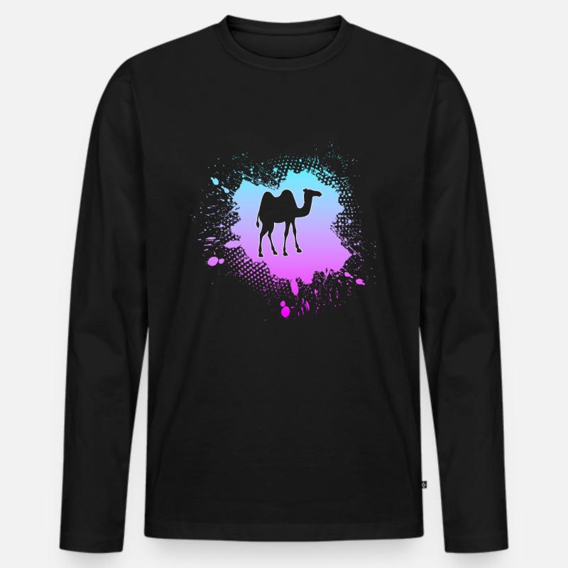 Kamel - Männer Premium Bio Langarmshirt - Schwarz