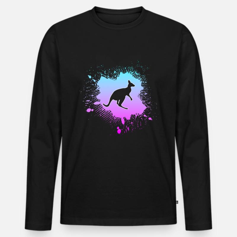 Känguru - Männer Premium Bio Langarmshirt - Schwarz