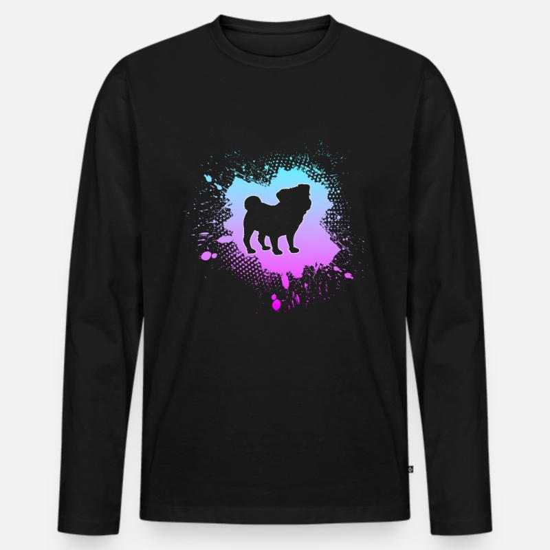 Mops Ekologiczna męska koszulka z długim rękawem Premium