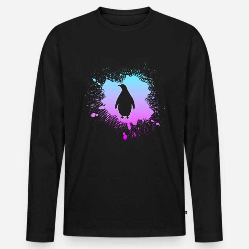 Pinguin - Männer Premium Bio Langarmshirt - Schwarz