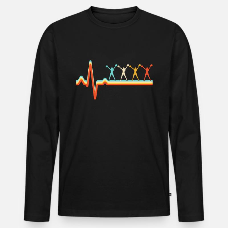 Cheerleading Retro Herzschlag - Männer Premium Bio Langarmshirt - Schwarz