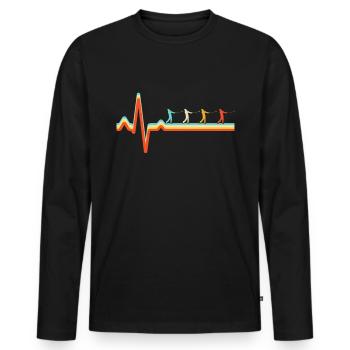 Golf Retro Herzschlag - Männer Premium Bio Langarmshirt - Schwarz - Vorne - Nico (187cm)