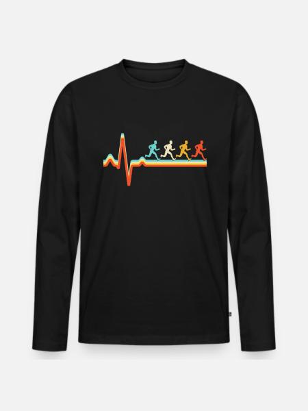 Jogging Retro Heartbeat - Men's Premium Organic Long Sleeve Shirt - black