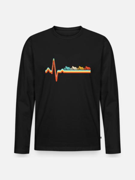 Motorcycle Retro Heartbeat - Men's Premium Organic Long Sleeve Shirt - black