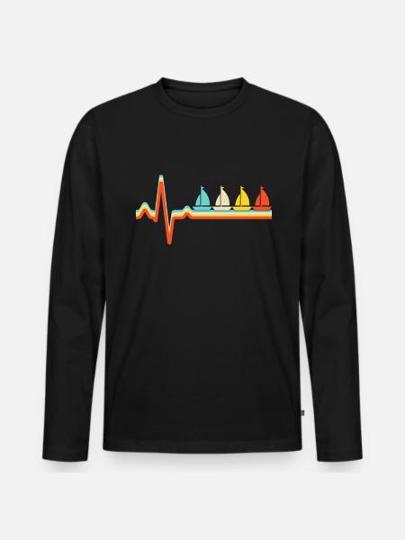 Sailing Retro Heartbeat - Men's Premium Organic Long Sleeve Shirt - black
