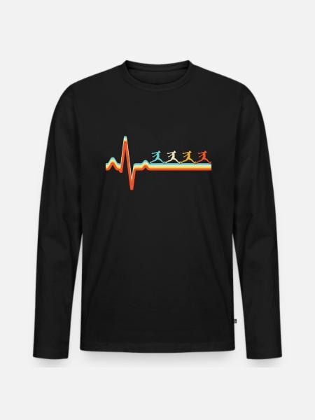 Parkour Retro Heartbeat - Men's Premium Organic Long Sleeve Shirt - black
