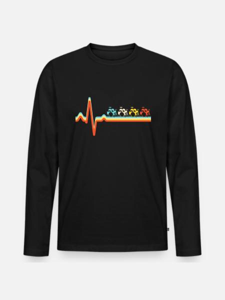 Drums Retro Heartbeat - Men's Premium Organic Long Sleeve Shirt - black