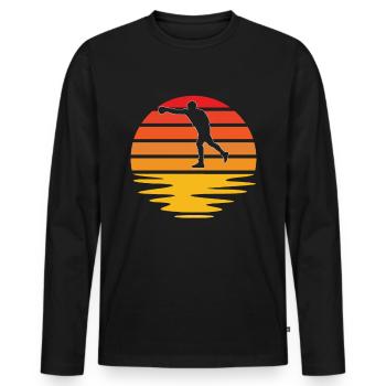 Boxen Retro - Männer Premium Bio Langarmshirt - Schwarz - Vorne - Nico (187cm)