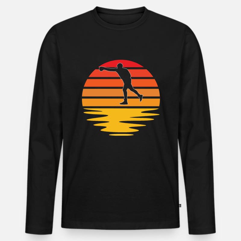 Boxen Retro - Männer Premium Bio Langarmshirt - Schwarz