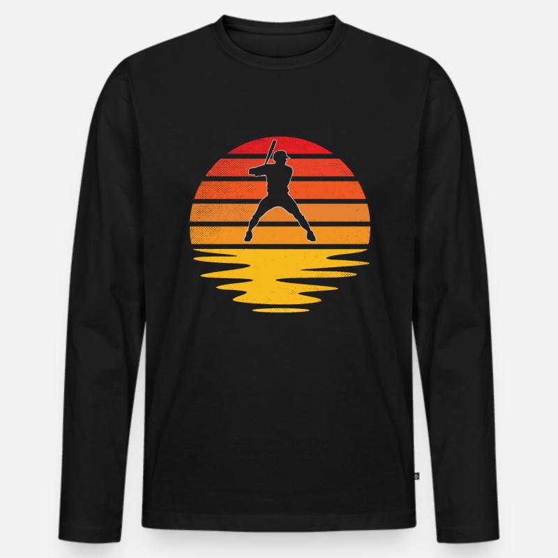 Baseball Retro - Männer Premium Bio Langarmshirt - Schwarz